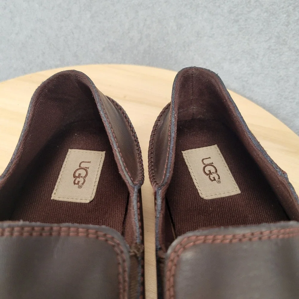 UGG Upshaw Loafers Mens Size 10 Brown Leather Slip On Driving Moccasins 1098150